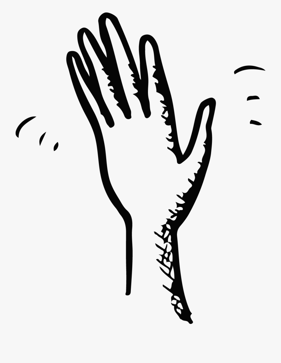 Hand Wave Black And - Hand Waving Goodbye Drawing, Transparent Clipart