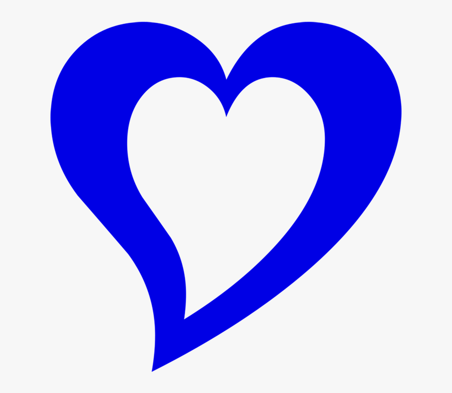 Blue Heart Outline Design Love Valentine Day - 3d Blue Heart Outline Png, Transparent Clipart