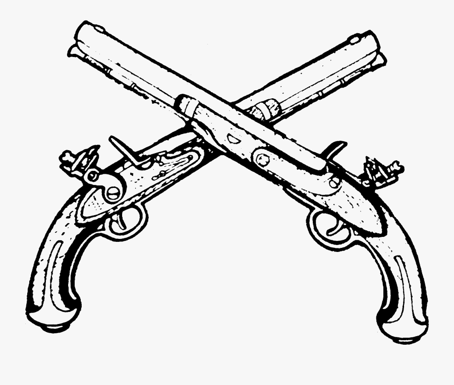 Clip Art Royalty Free Library Army Gun Pistol - Flintlock Pistol Drawing, Transparent Clipart