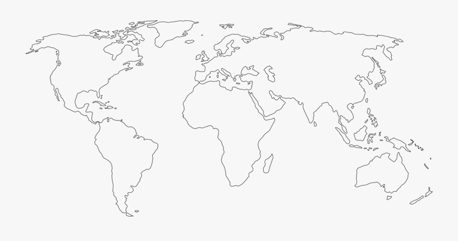 Transparent World Map Clipart Black And White - High Resolution Blank World Map, Transparent Clipart