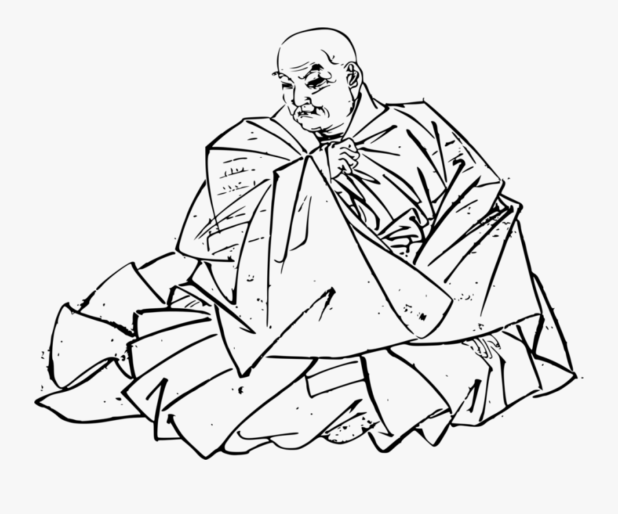 Monk Sketch - Line Art , Free Transparent Clipart - ClipartKey