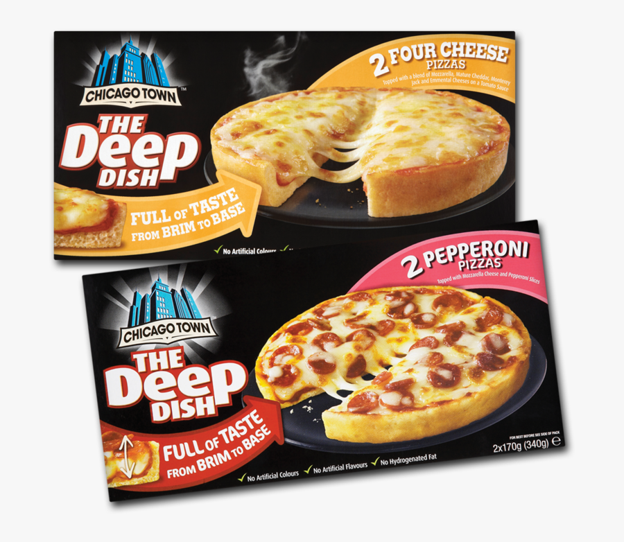 Chicago Town Deep Dish Pizza Range - Deep Dish Pizza Chicago 4 Cheeses, Transparent Clipart