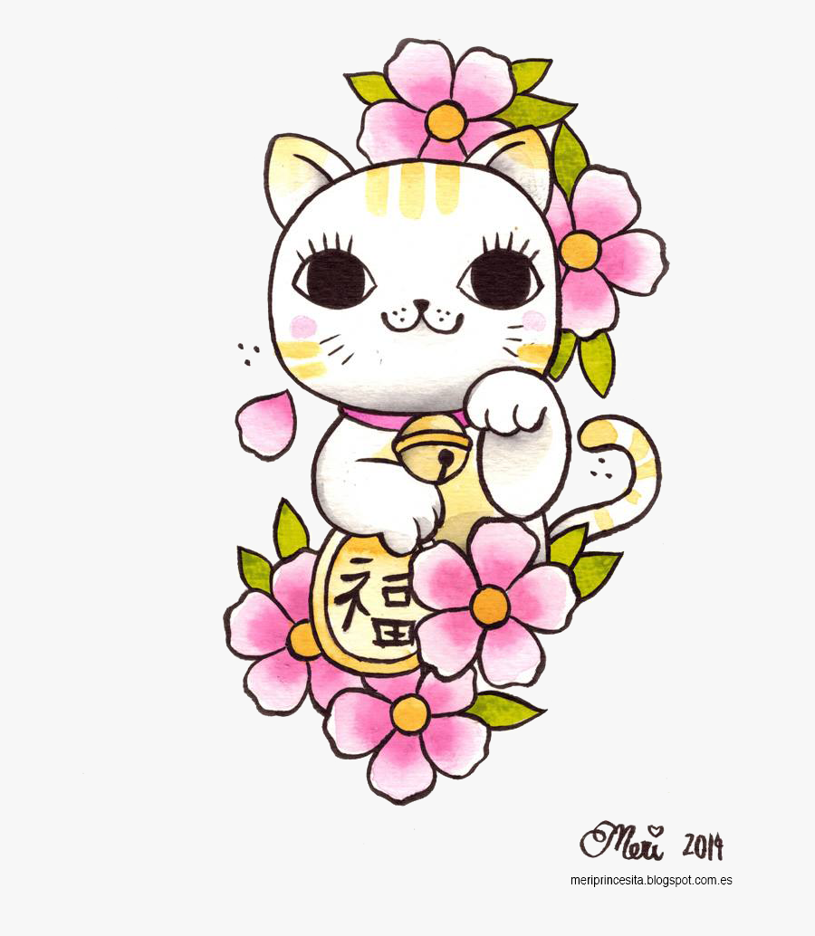 Maneki Neko Png Clipart - Lucky Cat Tattoo Design, Transparent Clipart