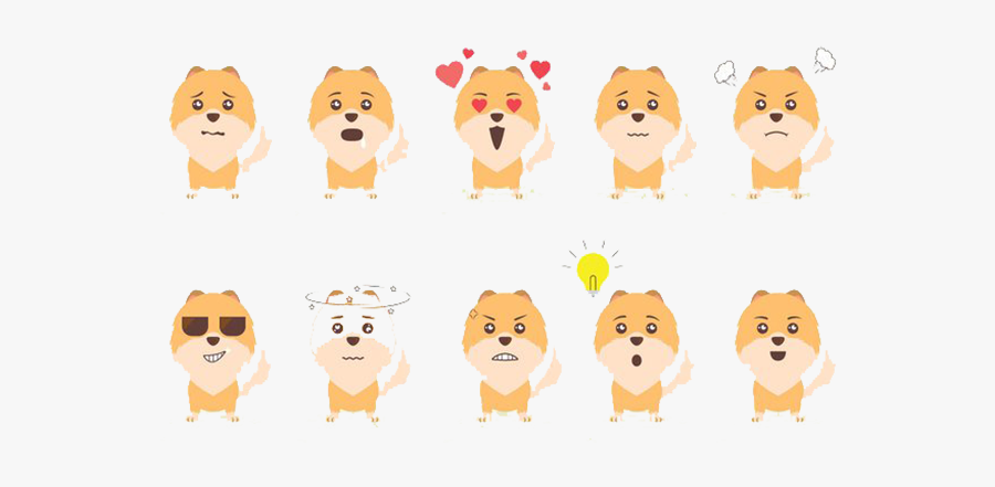 Emoticon Sunglasses Pomeranian Series Breed Dog Face - Pomeranian Dog To Draw Animated, Transparent Clipart