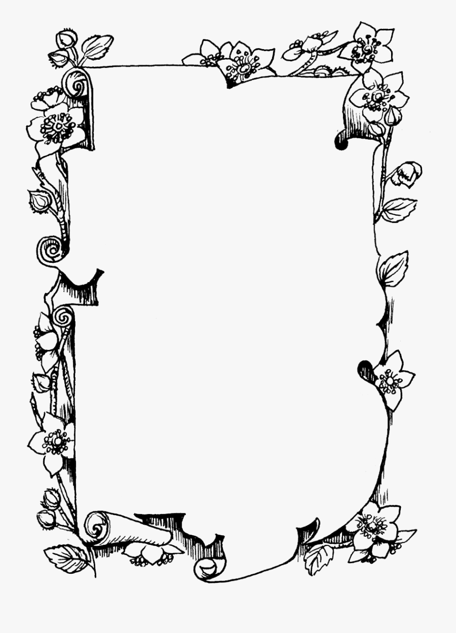 Flower Scroll Frame Click Here To Download Now Fairy - Border Flower Frame Black And White, Transparent Clipart