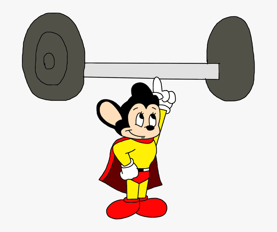 Mighty Mouse Lifting Weights, Transparent Clipart