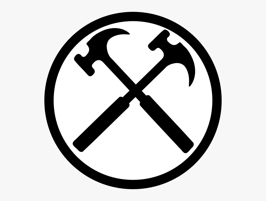 Crossed Hammers Bw Clip Art - Cross Hammer Logo, Transparent Clipart