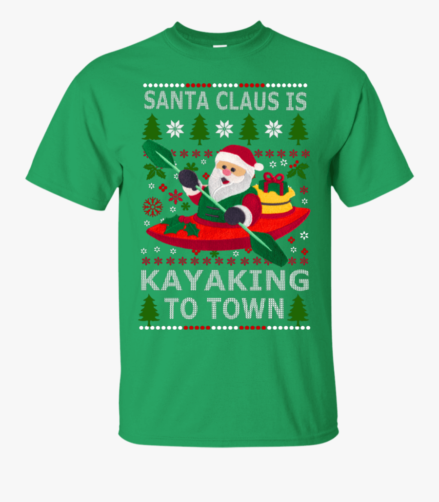 Tst Santa Kayaking Cotton Tee S-6x - Funny Christmas Beer Shirts, Transparent Clipart