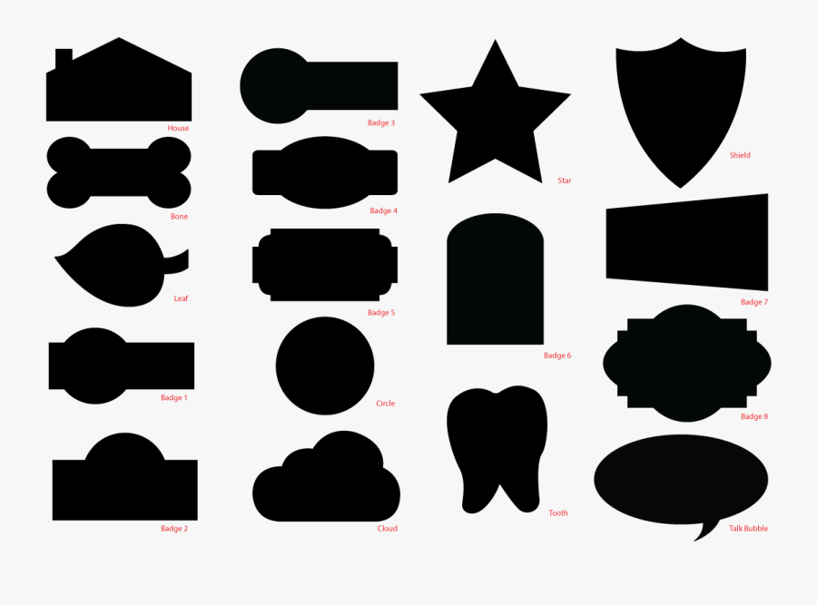 Custom Shape Badges Ⓒ - Shapes For Name Tags, Transparent Clipart
