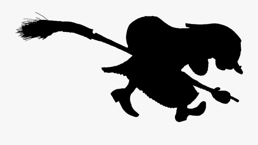 Witch On Broom Silhouette - Portable Network Graphics, Transparent Clipart