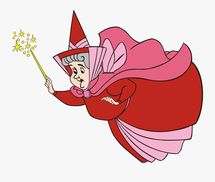 Princess Aurora Flora, Fauna, And Merryweather Sleeping - Pink Fairy Godmother Sleeping Beauty, Transparent Clipart