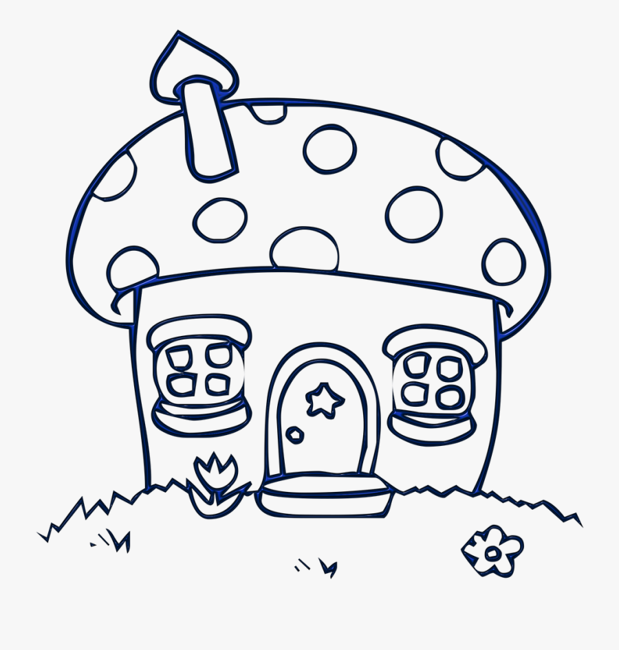 Porch Drawing Cartoon Huge Freebie Download For Powerpoint - Mushroom House Vector Black And White, Transparent Clipart