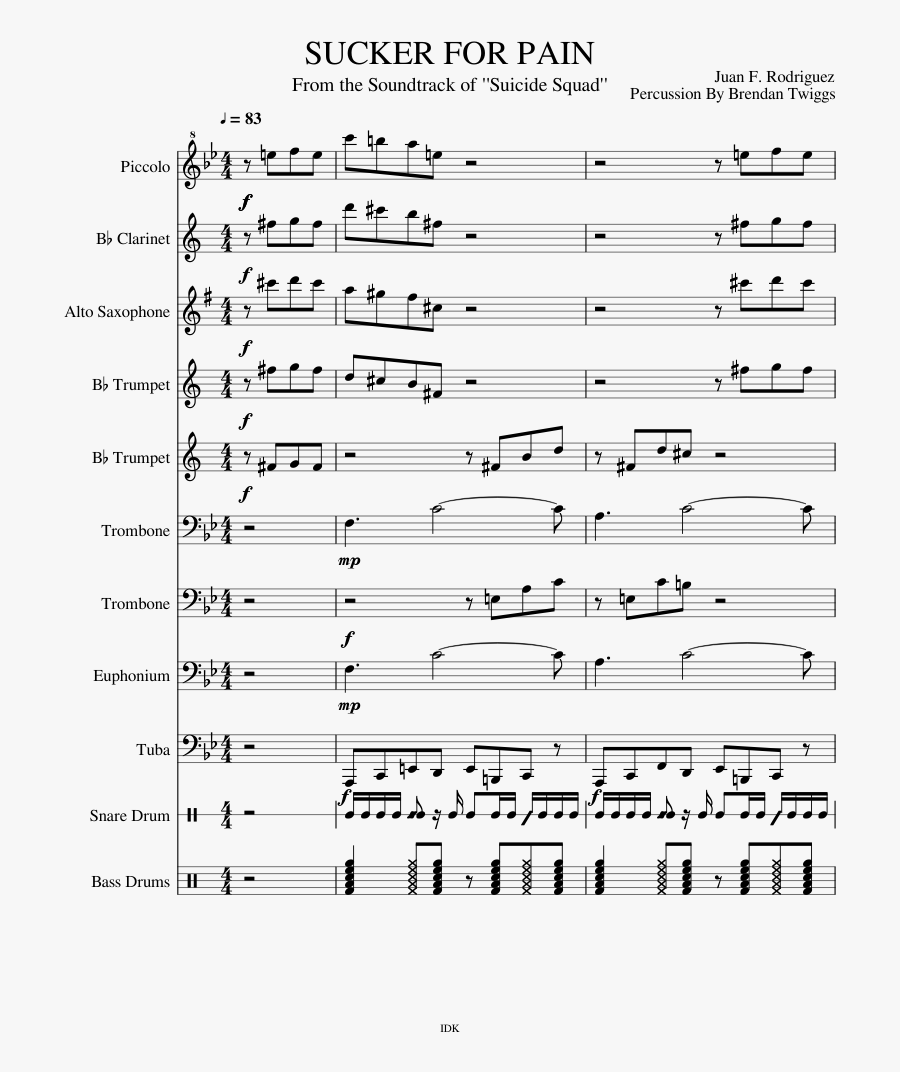 Sucker For Pain Sheet Music Composed By Juan F - Carmen Suite Flute Sheet Music, Transparent Clipart