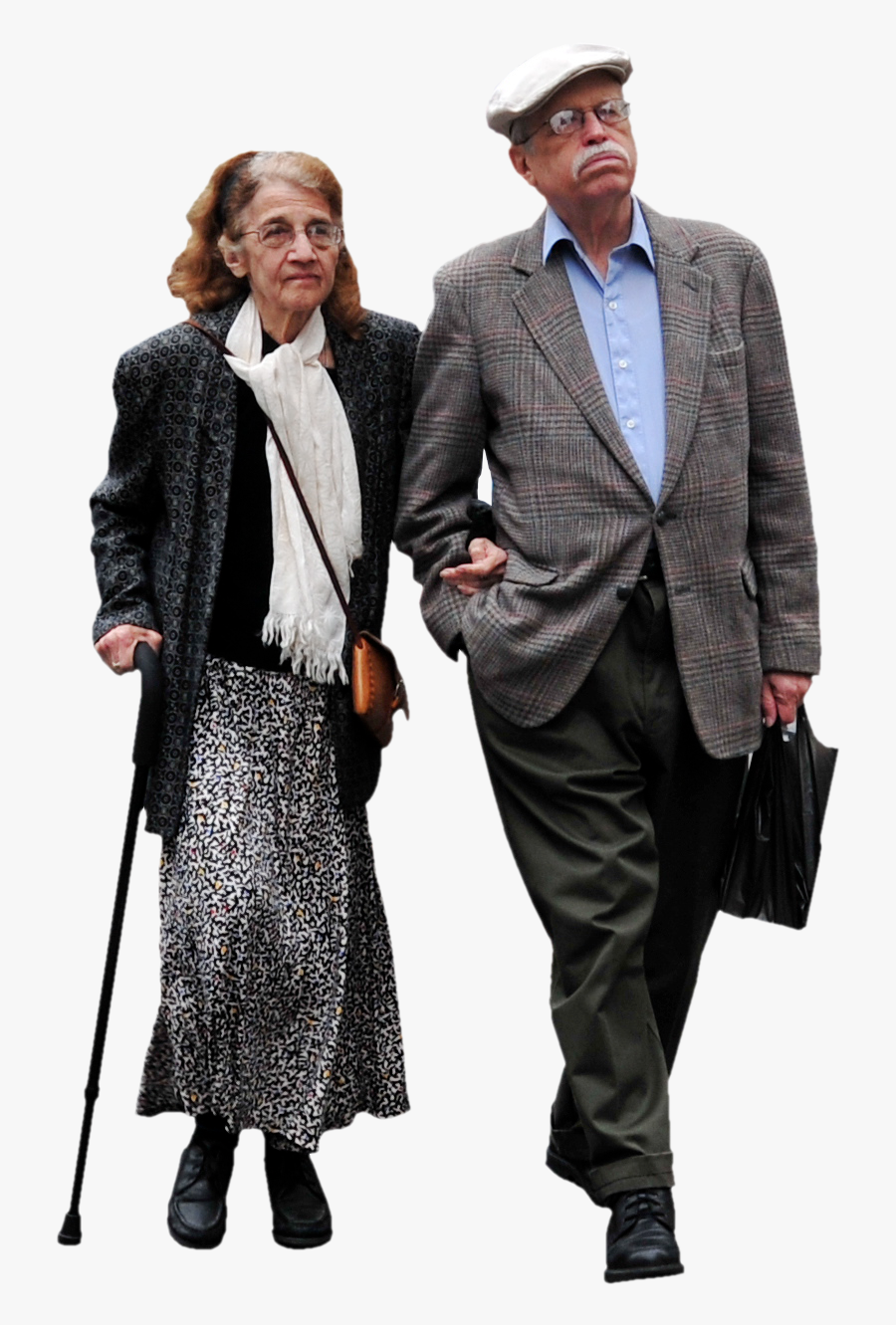 Transparent Old Couple Clipart - Architecture Old People Walking Png, Transparent Clipart
