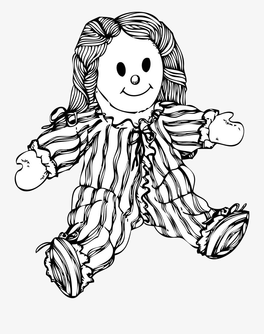 Doll, Toy, Raggedy Ann, Raggedy Andy, Stuffed Toy - Doll Black And White, Transparent Clipart