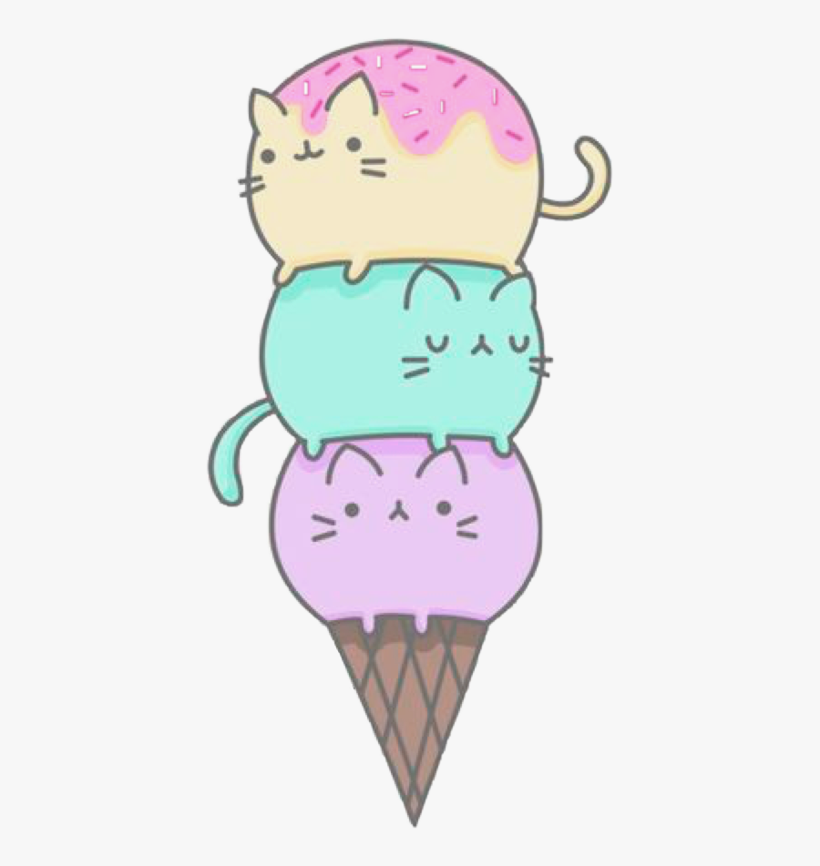Transparent Pusheen Cat Png - Cute Ice Cream Cat, Transparent Clipart