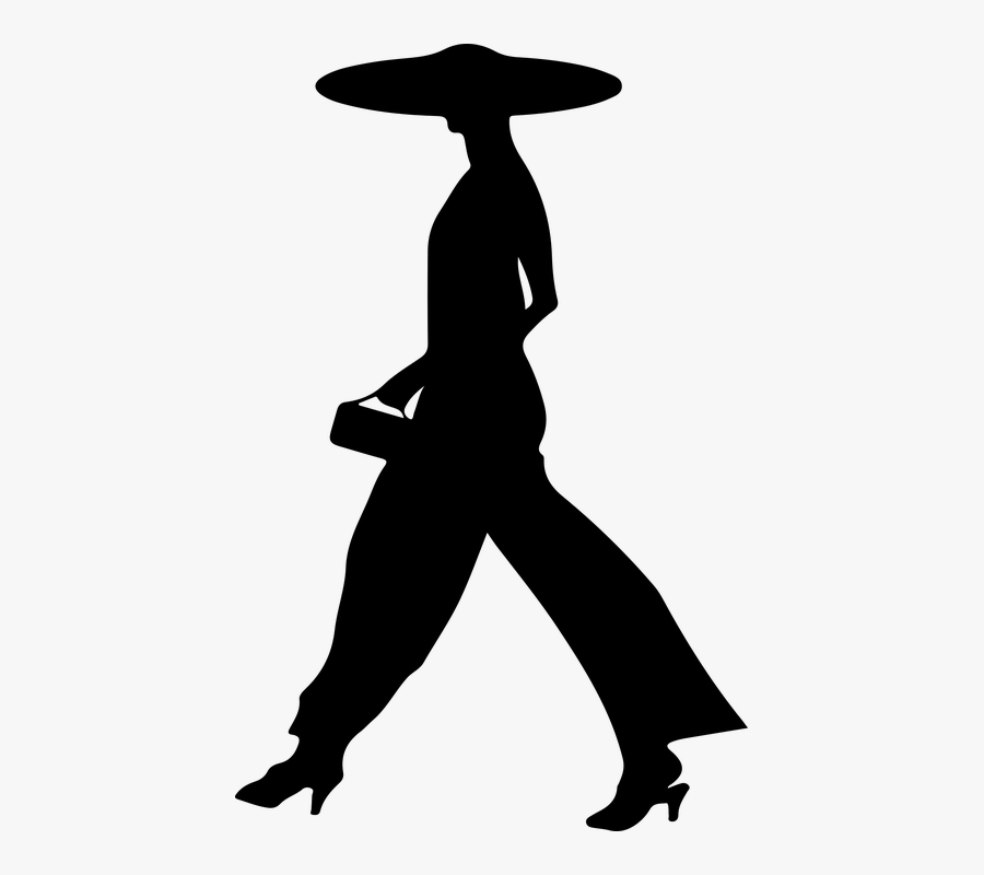Transparent Girl Silhouette Png - Women With A Hat Silhouette, Transparent Clipart