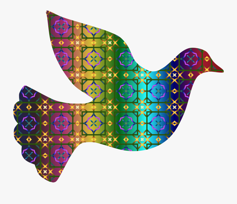 Colorful Dove Pattern Big - Dove Colorful Peace Symbol, Transparent Clipart