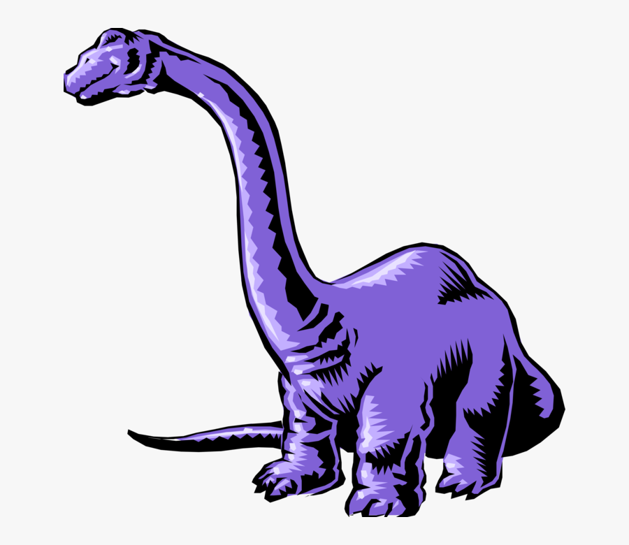 Vector Illustration Of Cartoon Purple Brontosaurus - Dinosaur Clip Art, Transparent Clipart