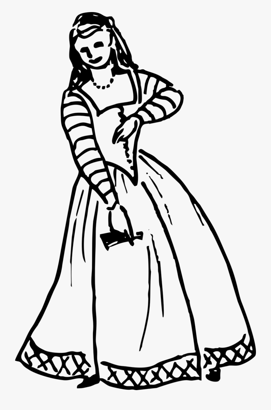 Lady Vintage Illustration Vintage - Lady Image Black And White, Transparent Clipart