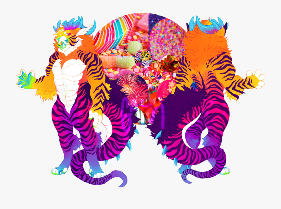 Rainbow Tiger Dragon - Illustration, Transparent Clipart