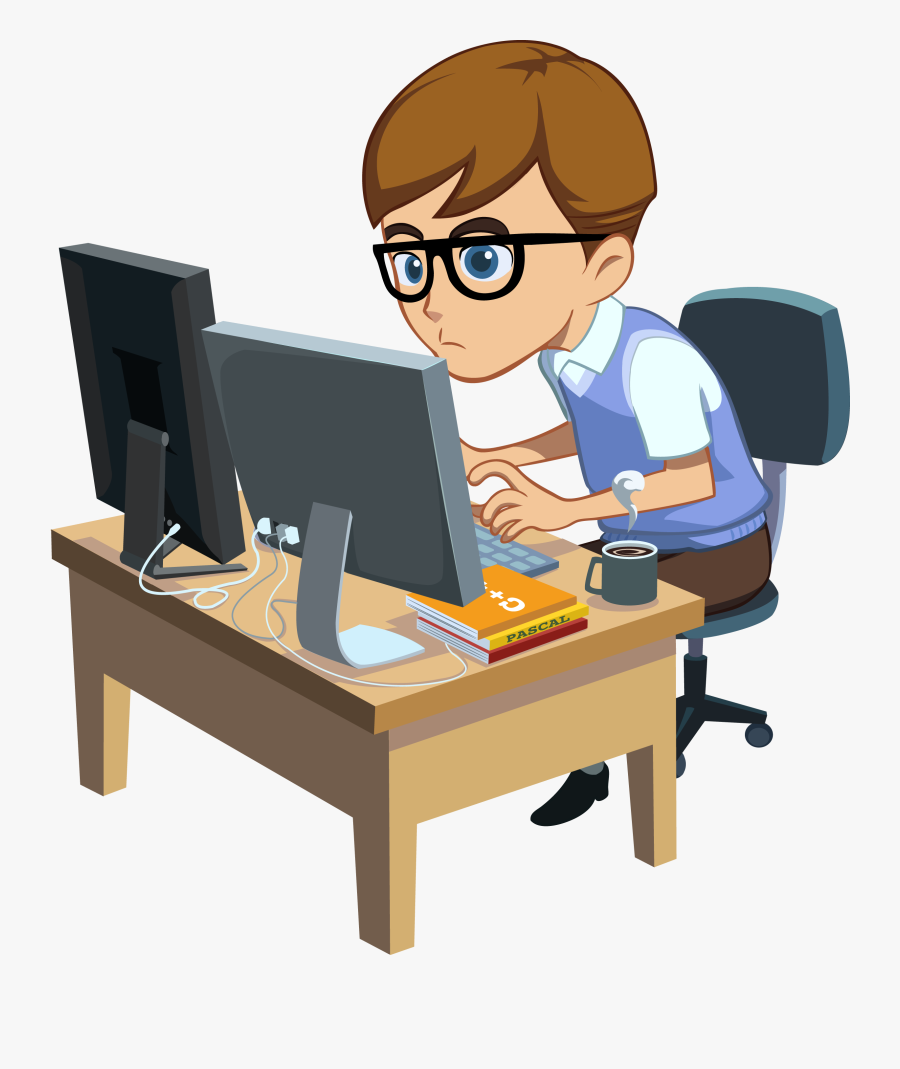 Programmer Cartoon, Transparent Clipart