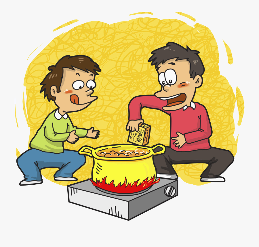 Cartoon Boy Two Boys - Boy Cooking Food Cartoon, Transparent Clipart