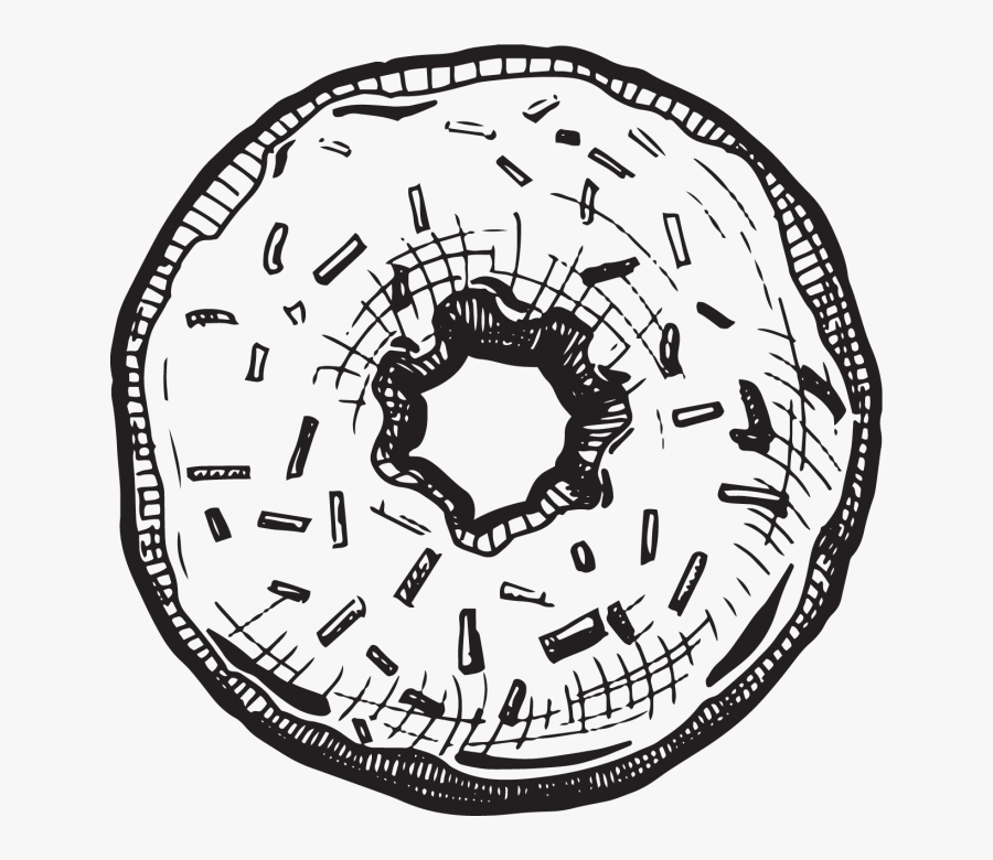 Donut Illustration Black And White, Transparent Clipart
