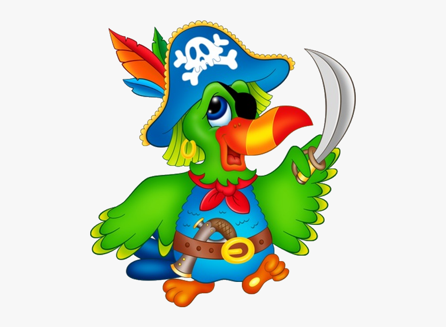 Funny Cartoon Bird Clip Art Images - Cartoon Pirate Parrot, Transparent Clipart