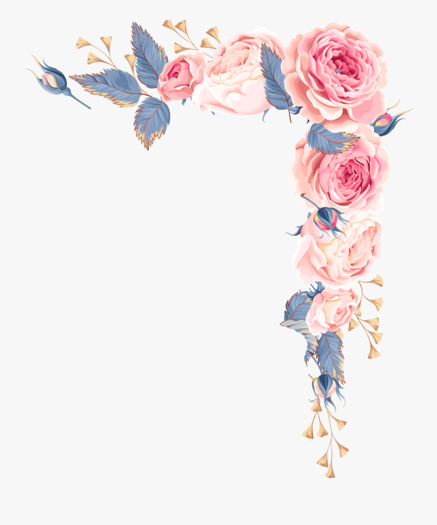 Pink Decorative Material Painted Frame Wedding Hand - Wedding Invitation Flower Png Frame, Transparent Clipart