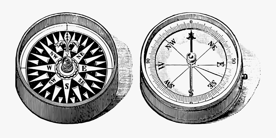 Old Compass Clip Arts - Drawing Compass And Rose Black And Grey, Transparent Clipart