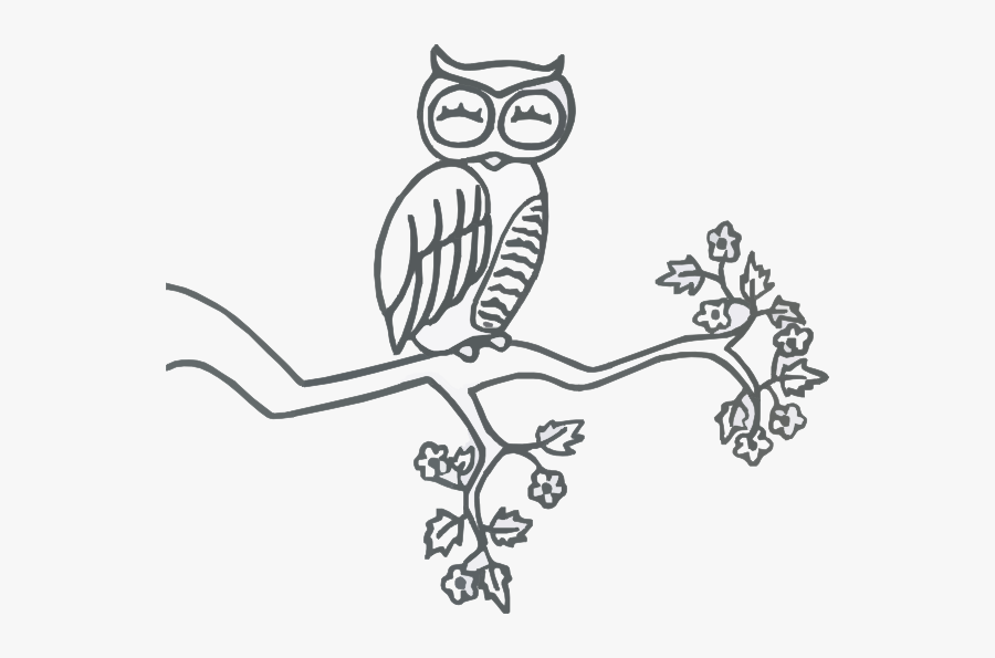 Owl On Tree Clip Art Black And White, Transparent Clipart