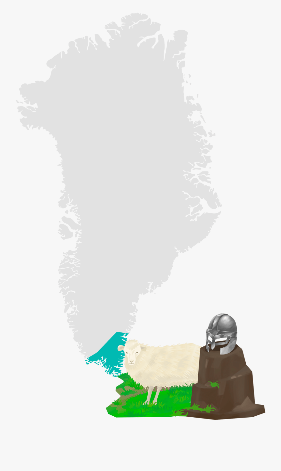 Greenland Political Map Outline, Transparent Clipart