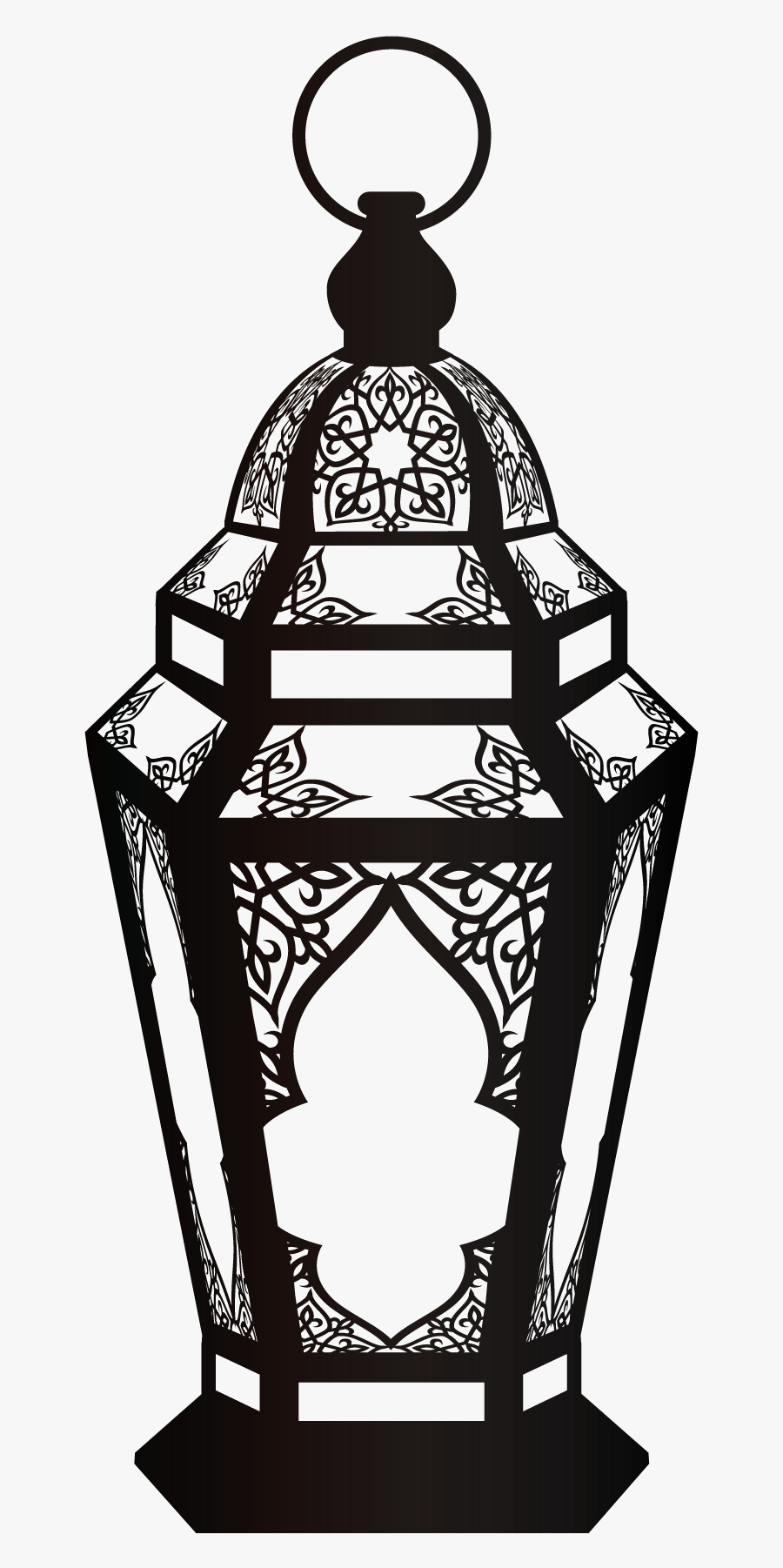 Quran Muslim Ramadan Lamp Black Ornaments Fanous Clipart - Ramadan Clipart Black And White, Transparent Clipart