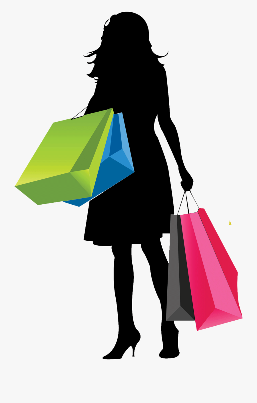 Download Vector Png Girl With Shopping Bags-shopping - Shopping Girl Vector Png, Transparent Clipart