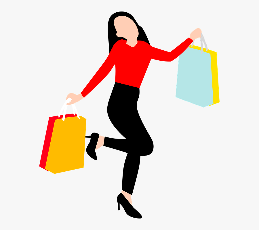 Woman, Shopping Bags, Pose, Bag, Retail, Sale, Walking, Transparent Clipart