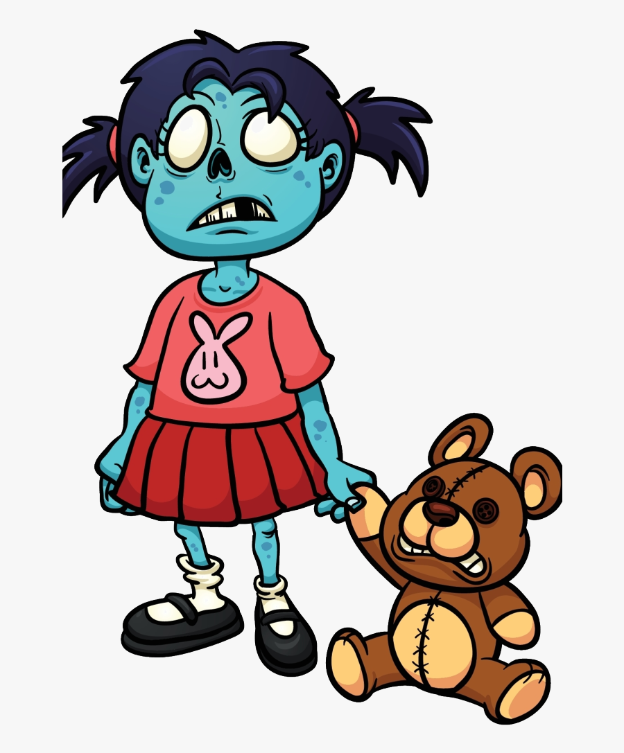 Zombie Girl And Teddy, Transparent Clipart