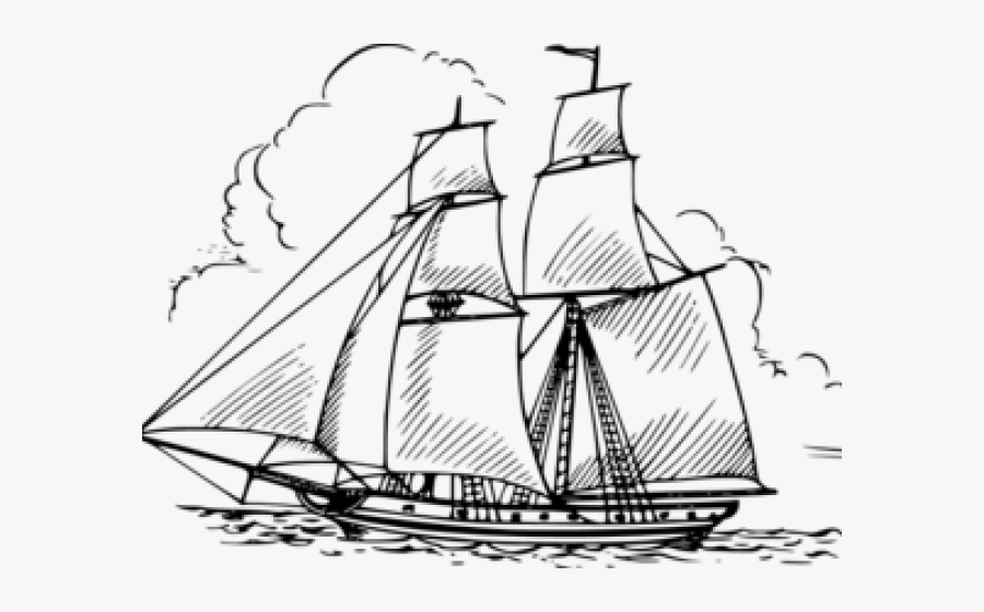 Boat In Ocean Drawing, Transparent Clipart