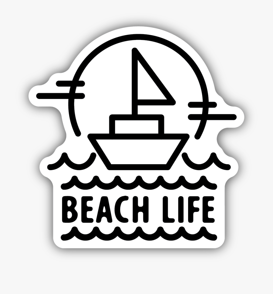 Beach Life Sailboat Sticker - Emblem, Transparent Clipart