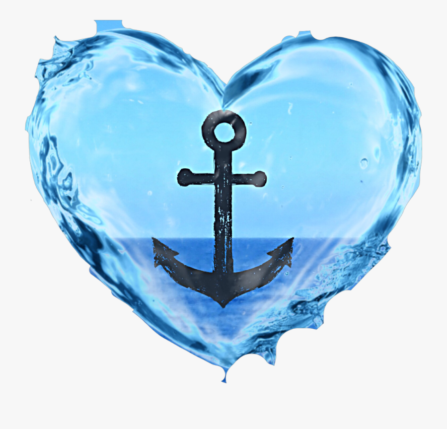 #anchor #water #waves #blue #cute #heart - Transparent Water Heart Png, Transparent Clipart
