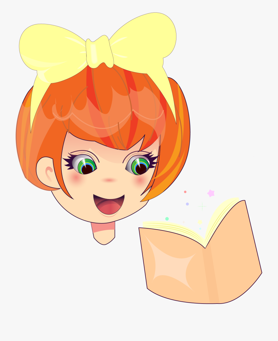 Png Cartoon Girl Book - Cartoon, Transparent Clipart