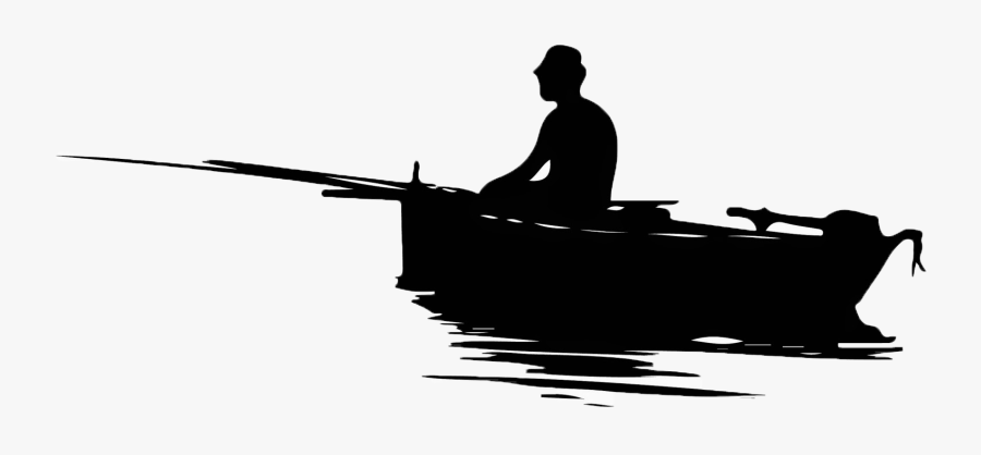 Fisherman On Boat Silhouette , Transparent Cartoons - Fisherman On Boat