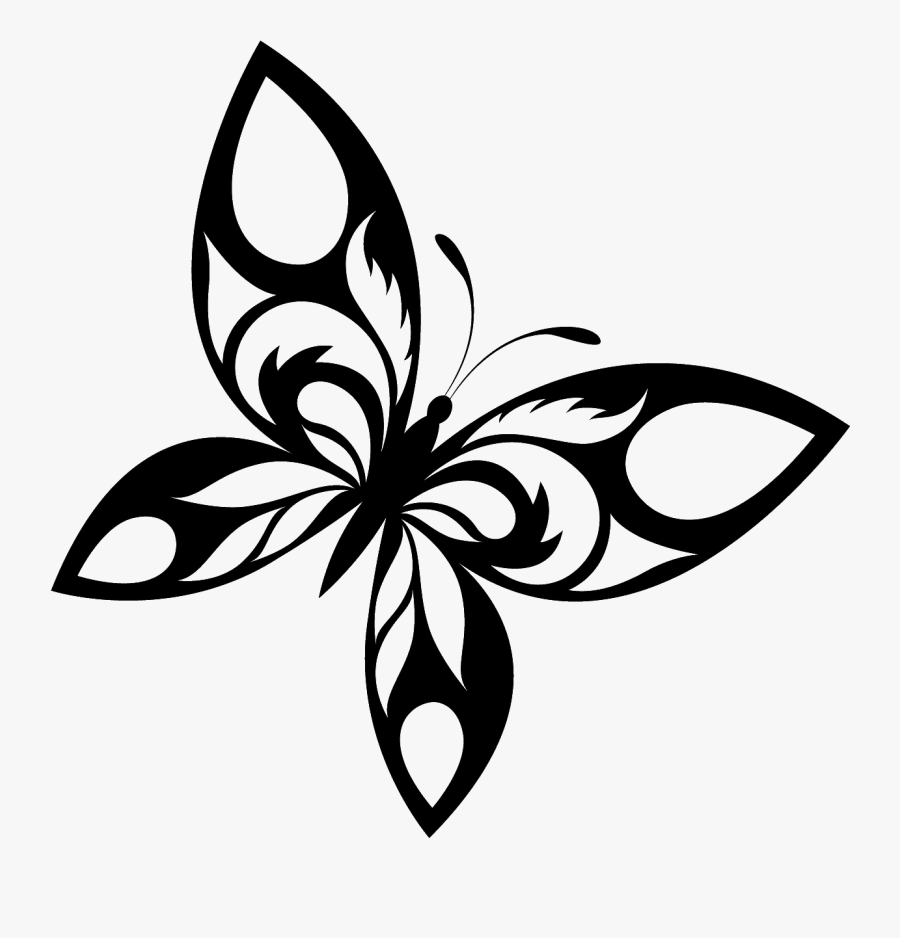 Butterfly Tattoo Designs Free Download Png - Butterfly Design Black And White, Transparent Clipart