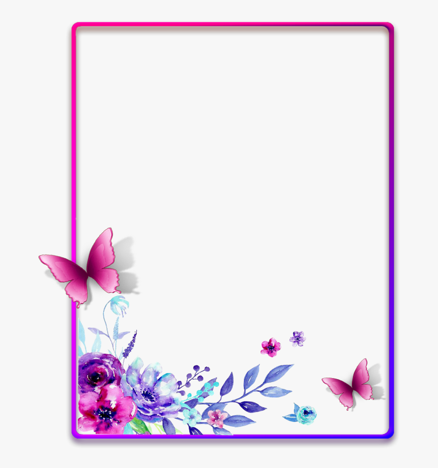 #ftestickers #frame #borders #watercolor #flowers #pimk - Frames And Borders Flowers, Transparent Clipart