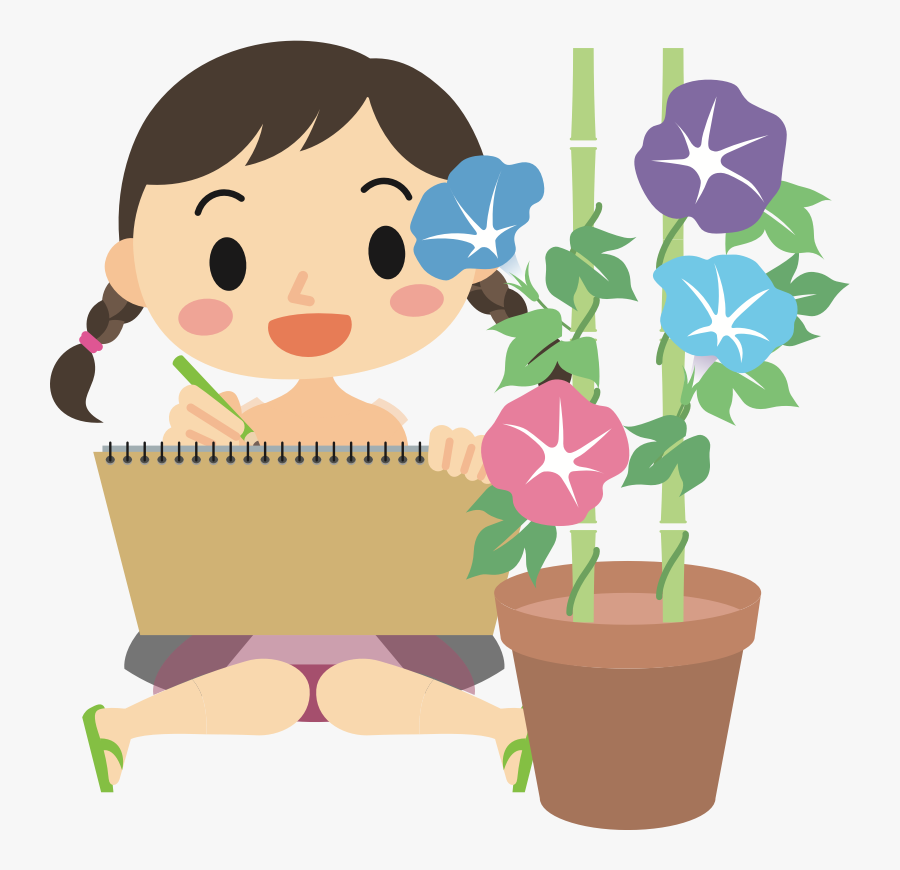 Drawing Flowers - 朝顔 の 観察 イラスト, Transparent Clipart