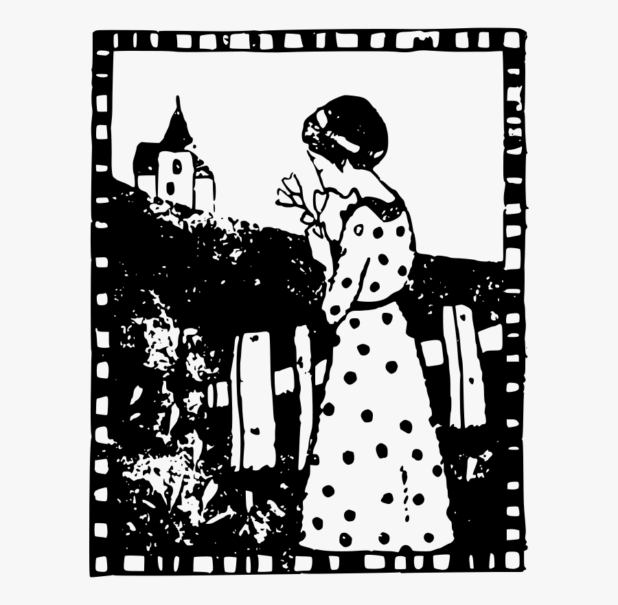Lady Smells Flower - Illustration, Transparent Clipart