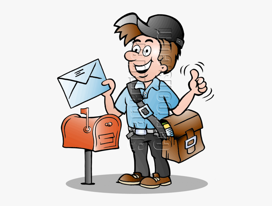 Transparent Package Delivery Clipart - Postman Cartoon, Transparent Clipart