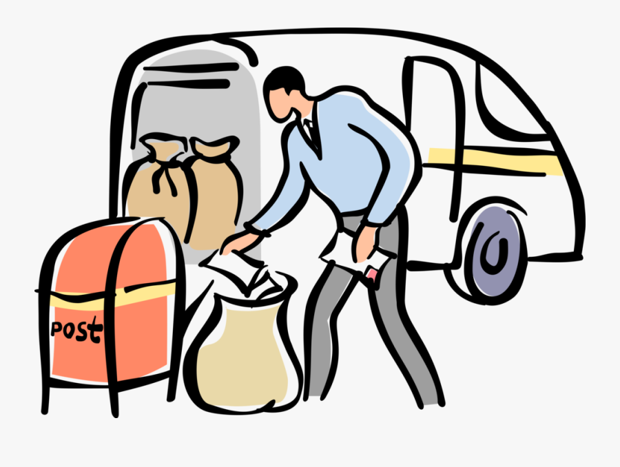 Vector Illustration Of Postal Service Worker Delivers, Transparent Clipart