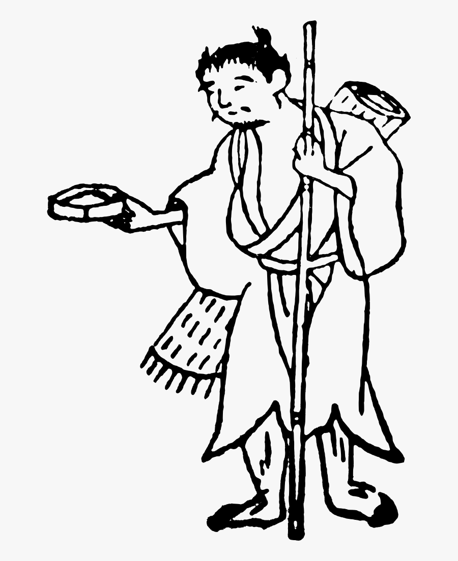 Beggar Japan Man - Edo Period Hinin, Transparent Clipart