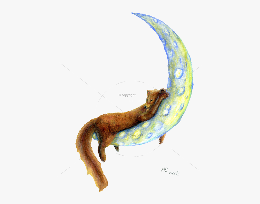 Watercolour Crescent Moon, Transparent Clipart